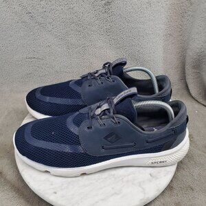 Sperry Shoes Mens Size 9.5 7 Seas Navy Blue Lace Up Sneakers